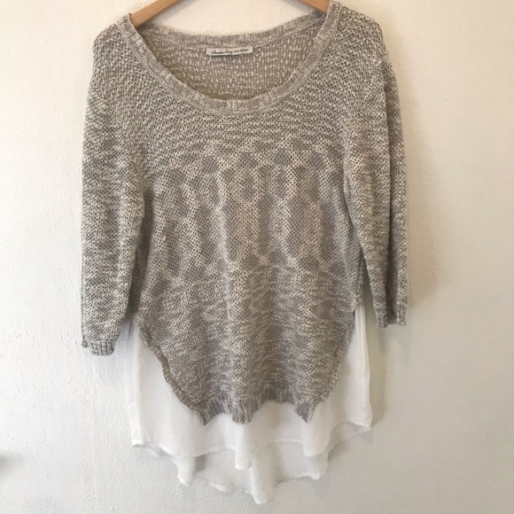AMERICAN RAG white blouse with grey sweater cover - Picture 1 of 4